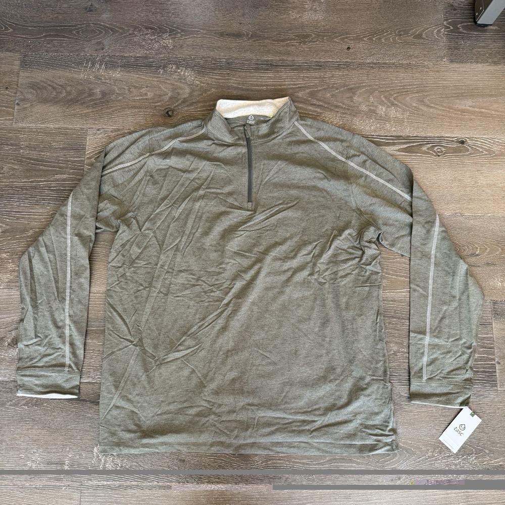 Tasc Performance Carrollton Mens 2XL 1/4 Zip Pullover Bamboo Organic Green